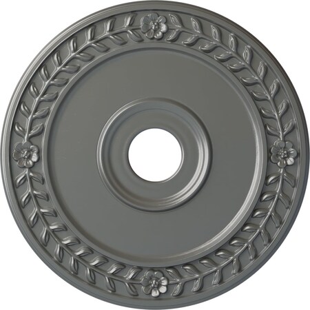 Ekena Millwork Wreath Ceiling Medallion (Fits Canopies up to 6"), Hand-Painted Silver, 21 1/8"OD x 3 5/8"ID x 7/8"P CM21WRSLS